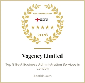 BestLDN 2026 badge naming VAgency Limited among the top 5 business administration services in London
